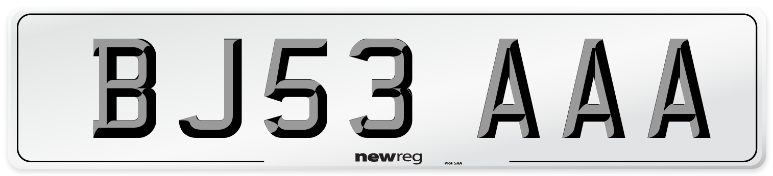 BJ53 AAA Number Plate from New Reg
